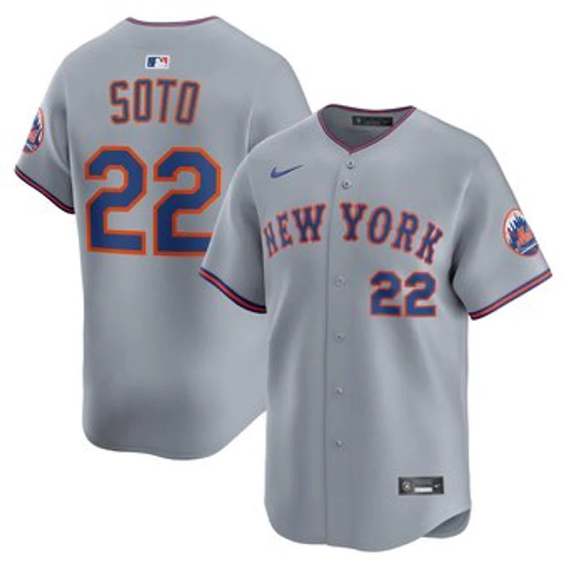 Men's Nike Juan Soto Gray New York Mets Road Limited Player Jersey