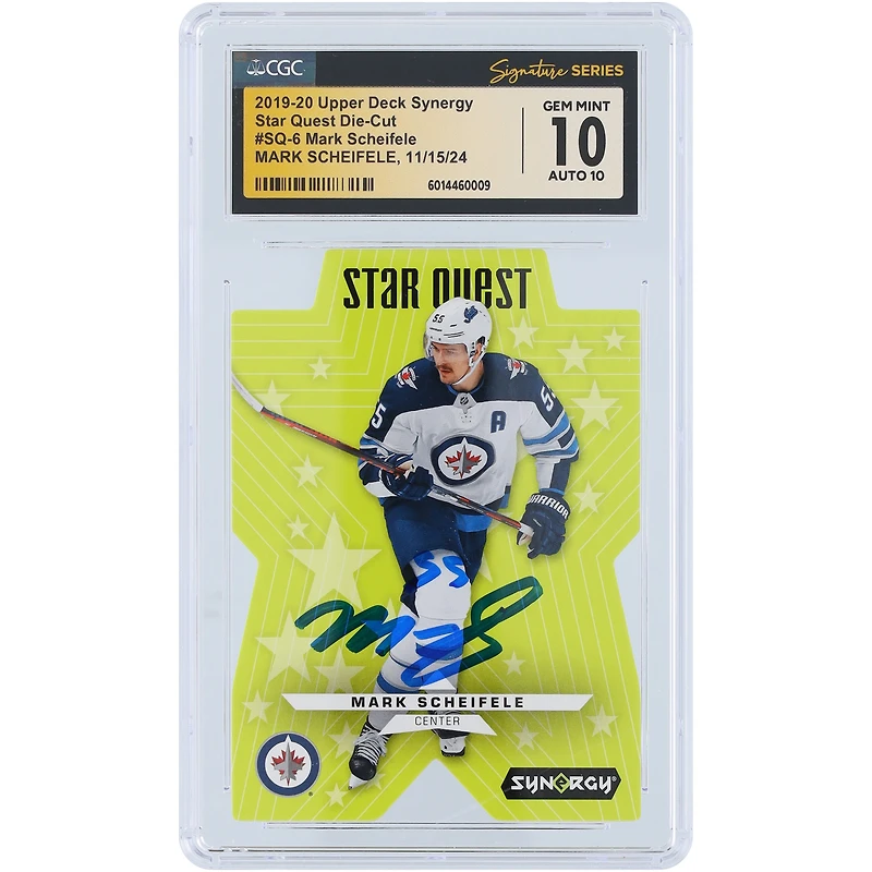 Mark Scheifele Winnipeg Jets Autographed 2019-20 Upper Deck Synergy Star Quest Die-Cut #SQ-6 CGC Fanatics Witnessed Authenticated 10/10 Card
