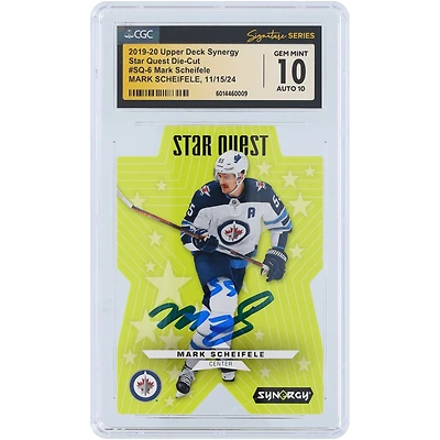 Mark Scheifele Winnipeg Jets Autographed 2019-20 Upper Deck Synergy Star Quest Die-Cut #SQ-6 CGC Fanatics Witnessed Authenticated 10/10 Card