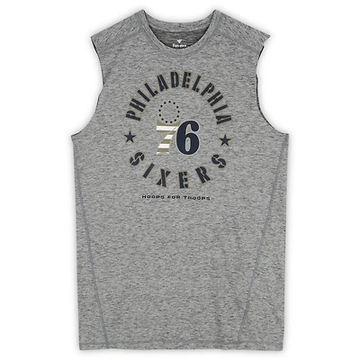 Philadelphia 76ers Team-Issued Gray "Hoops For Troops" Sleeveless Shirt from the 2024-25 NBA Season - Size LT