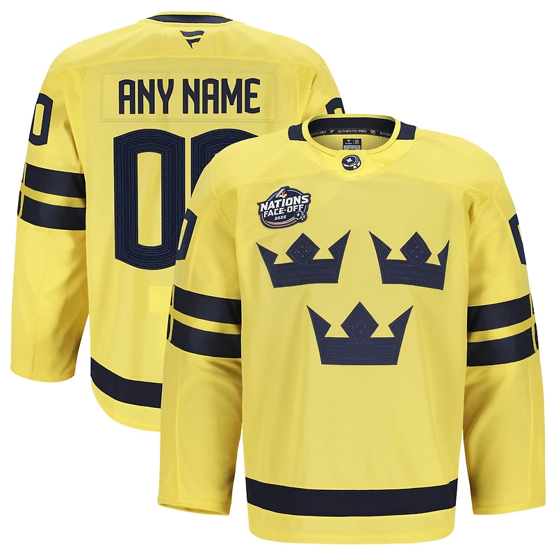Men's Fanatics  Yellow Sweden 2025 4 Nations Face-Off Authentic Pro Custom Jersey