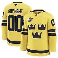 Men's Fanatics  Yellow Sweden 2025 4 Nations Face-Off Premium Custom Jersey