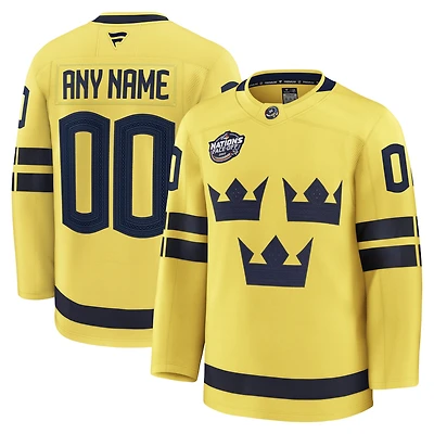Men's Fanatics  Yellow Sweden 2025 4 Nations Face-Off Premium Custom Jersey