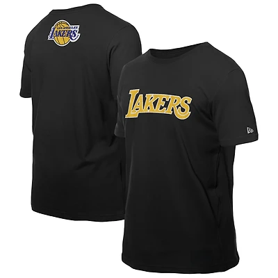 Men's New Era Black Los Angeles Lakers Premium Wordmark T-Shirt
