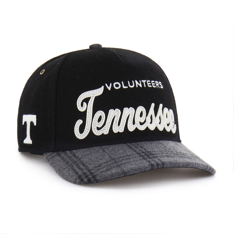 Unisex '47 Black Tennessee Volunteers Windowpane Plaid Collection Hitch Adjustable Hat