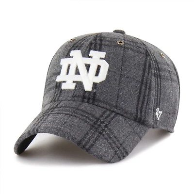 Unisex '47  Gray Notre Dame Fighting Irish Plaid Windowpane Clean Up Adjustable Hat