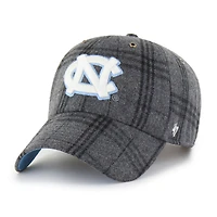 Unisex '47  Gray North Carolina Tar Heels Plaid Windowpane Clean Up Adjustable Hat
