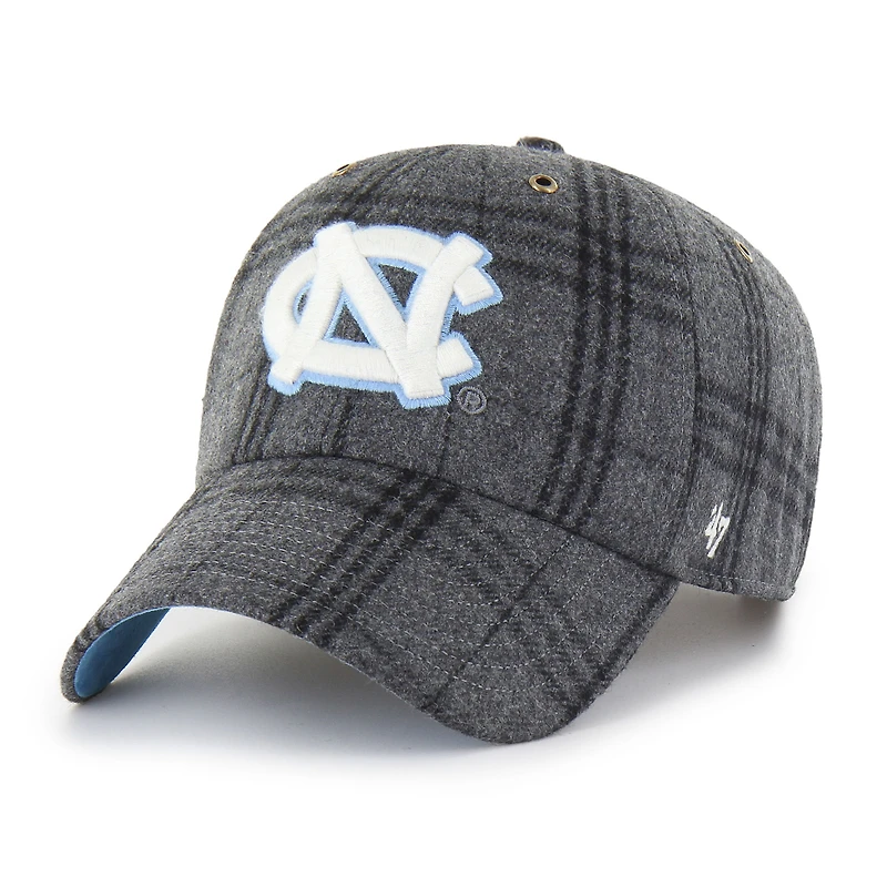 Unisex '47  Gray North Carolina Tar Heels Plaid Windowpane Clean Up Adjustable Hat