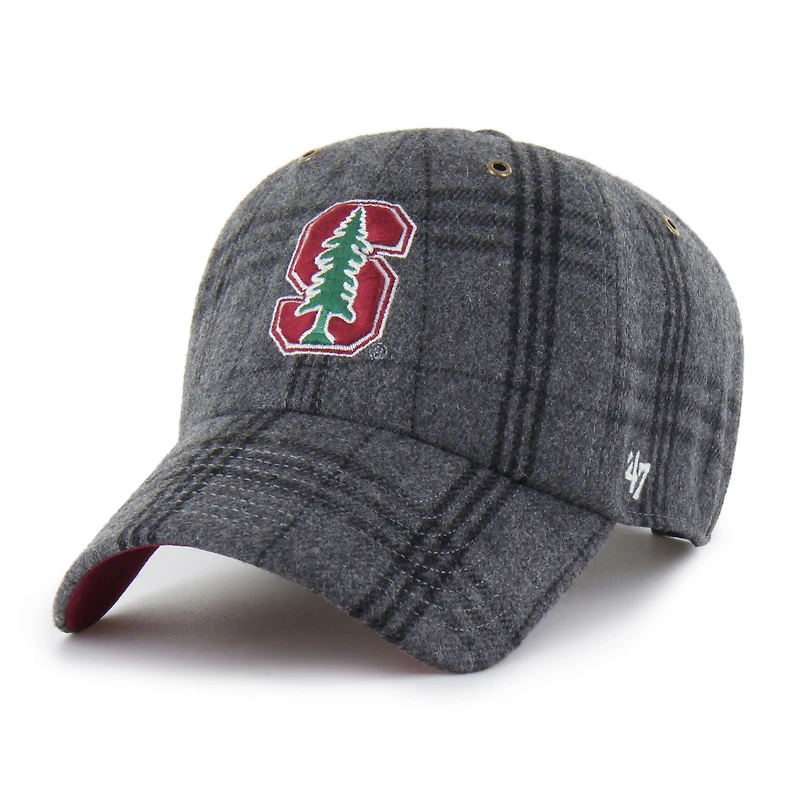 Unisex '47 Gray Stanford Cardinal Plaid Windowpane Clean Up Adjustable Hat
