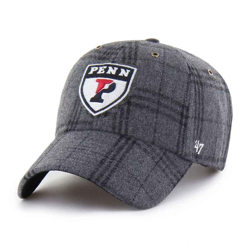 Unisex '47 Gray Pennsylvania Quakers Plaid Windowpane Clean Up Adjustable Hat