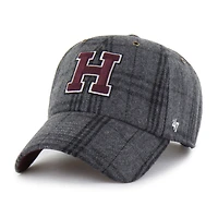 Unisex '47  Gray Harvard Crimson Plaid Windowpane Clean Up Adjustable Hat