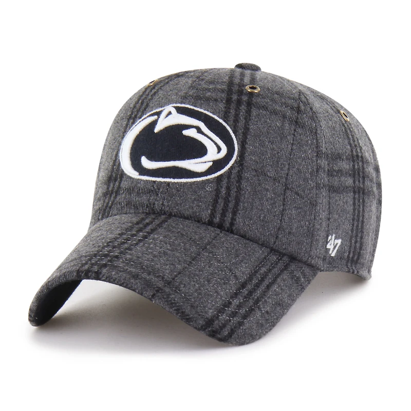 Unisex '47  Gray Penn State Nittany Lions Plaid Windowpane Clean Up Adjustable Hat