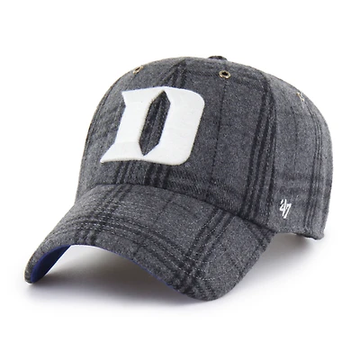 Unisex '47  Gray Duke Blue Devils Plaid Windowpane Clean Up Adjustable Hat