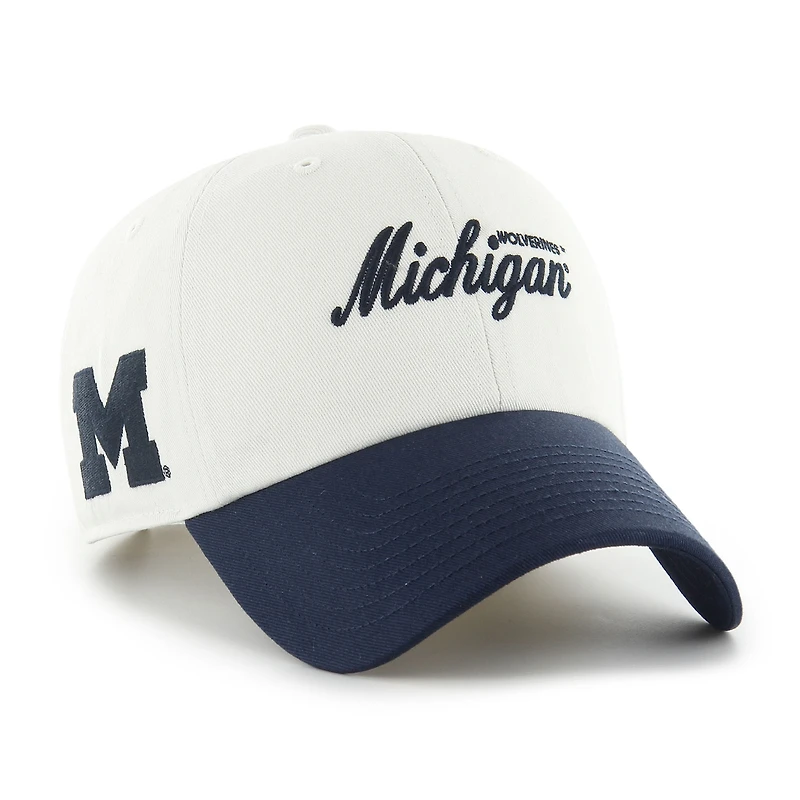 Men's '47 White Michigan Wolverines Contemporary Basics Foundation Clean Up Adjustable Hat