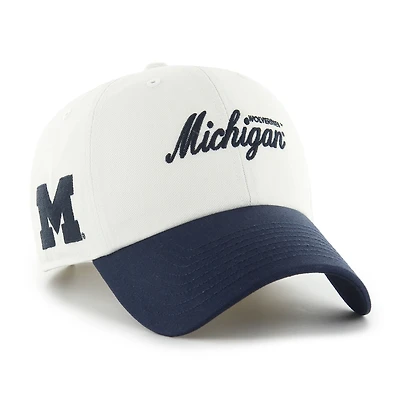 Men's '47 White Michigan Wolverines Contemporary Basics Foundation Clean Up Adjustable Hat
