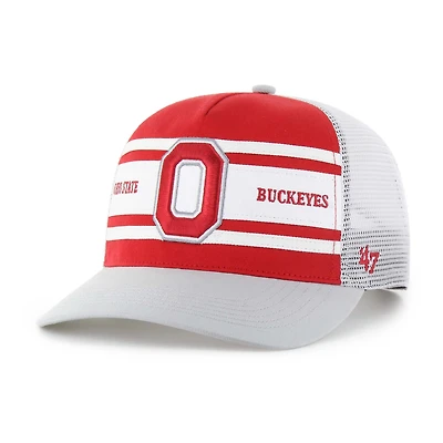 Youth '47 Scarlet/Gray Ohio State Buckeyes Super Stripe Hitch Adjustable Trucker Hat