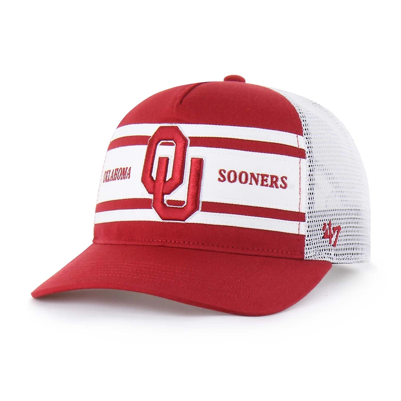 Youth '47 Crimson/White Oklahoma Sooners Super Stripe Hitch Adjustable Trucker Hat