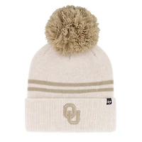 Women's '47  Natural Oklahoma Sooners Core & Inline Latte Cuffed Knit Hat with Pom
