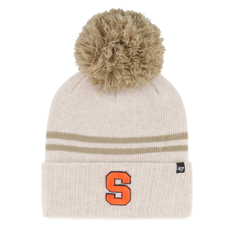 Women's '47  Natural Syracuse Orange Core & Inline Latte Cuffed Knit Hat with Pom