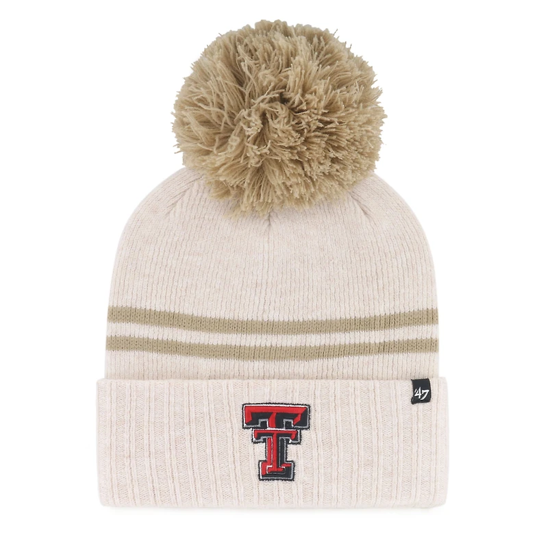 Women's '47  Natural Texas Tech Red Raiders Core & Inline Latte Cuffed Knit Hat with Pom