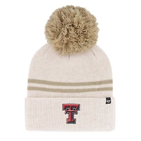Women's '47  Natural Texas Tech Red Raiders Core & Inline Latte Cuffed Knit Hat with Pom