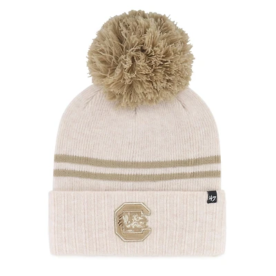 Women's '47  Natural South Carolina Gamecocks Core & Inline Latte Cuffed Knit Hat with Pom