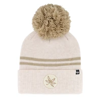 Women's '47  Natural Ohio State Buckeyes Core & Inline Latte Cuffed Knit Hat with Pom