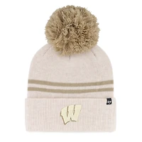 Women's '47  Natural Wisconsin Badgers Core & Inline Latte Cuffed Knit Hat with Pom
