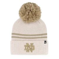 Women's '47  Natural Notre Dame Fighting Irish Core & Inline Latte Cuffed Knit Hat with Pom