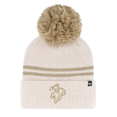 Women's '47  Natural Oklahoma State Cowboys Core & Inline Latte Cuffed Knit Hat with Pom