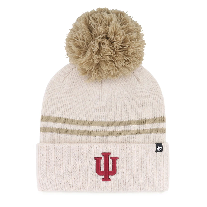 Women's '47 Natural Indiana Hoosiers Core & Inline Latte Cuffed Knit Hat with Pom