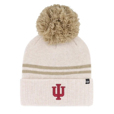 Women's '47  Natural Indiana Hoosiers Core & Inline Latte Cuffed Knit Hat with Pom