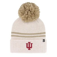 Women's '47  Natural Indiana Hoosiers Core & Inline Latte Cuffed Knit Hat with Pom