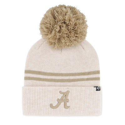 Women's '47  Natural Alabama Crimson Tide Core & Inline Latte Cuffed Knit Hat with Pom