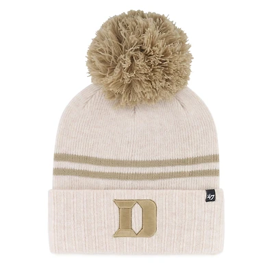 Women's '47  Natural Duke Blue Devils Core & Inline Latte Cuffed Knit Hat with Pom