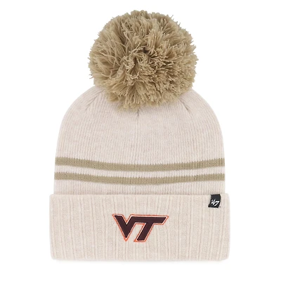 Women's '47  Natural Virginia Tech Hokies Core & Inline Latte Cuffed Knit Hat with Pom