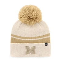 Women's '47  Natural Michigan Wolverines Core & Inline Latte Cuffed Knit Hat with Pom