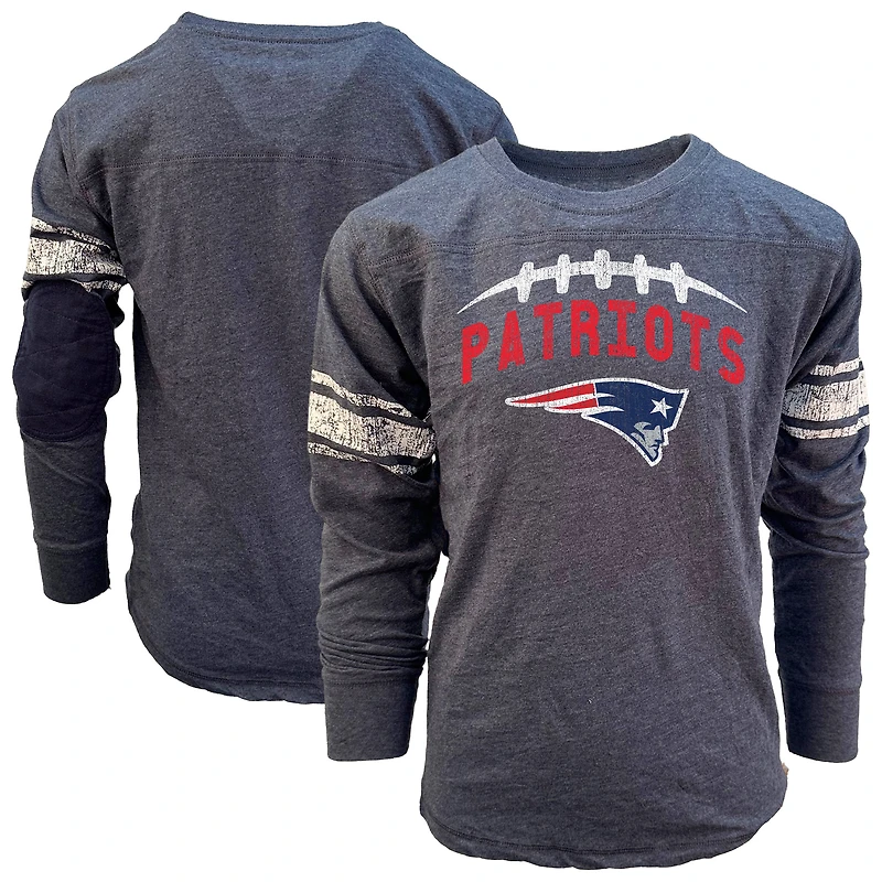 Youth Wes & Willy Navy New England Patriots Football Long Sleeve T-Shirt