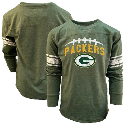 Youth Wes & Willy Heather Green Bay Packers Football Long Sleeve T-Shirt