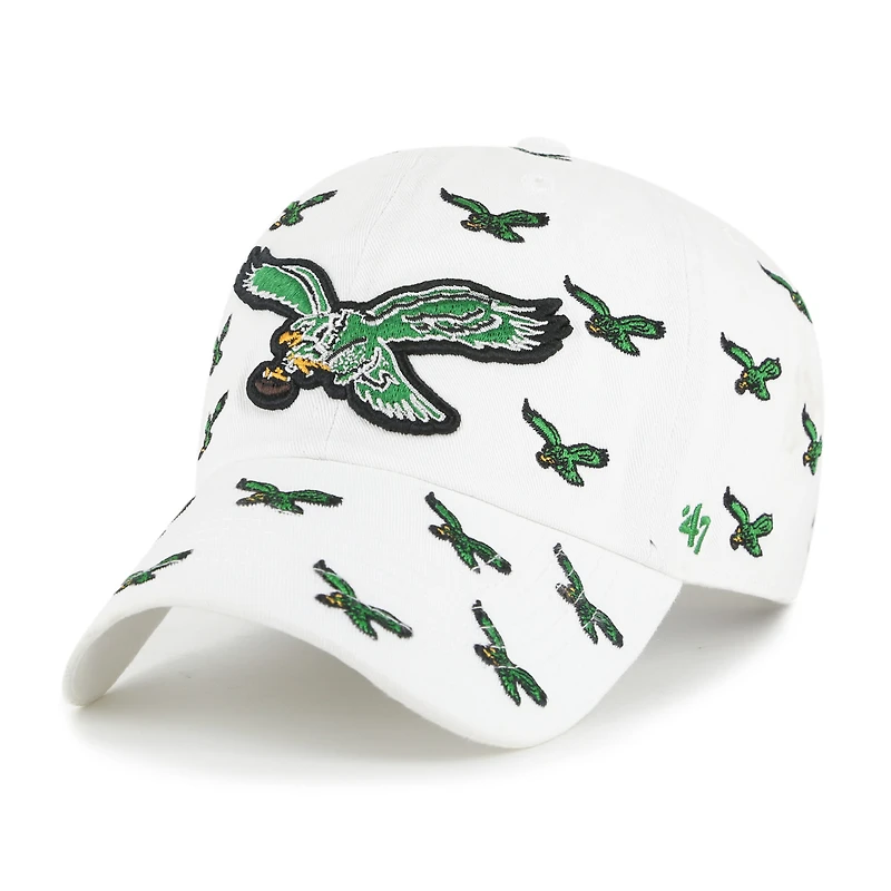 Unisex '47 White Philadelphia Eagles Confetti Clean Up Adjustable Hat