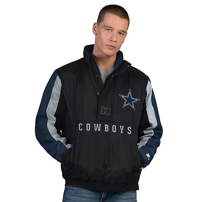 Men's Starter Black Dallas Cowboys Thursday Night Gridiron Vintage Logo Half-Zip Jacket