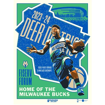Phenom Gallery Giannis Antetokounmpo Milwaukee Bucks City Edition 18" x 24" Serigraph