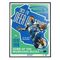 Phenom Gallery Giannis Antetokounmpo Milwaukee Bucks City Edition 18" x 24" Deluxe Framed Serigraph