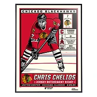 Phenom Gallery Chris Chelios Chicago Blackhawks Jersey Retirement Night 18" x 24" Deluxe Framed Serigraph