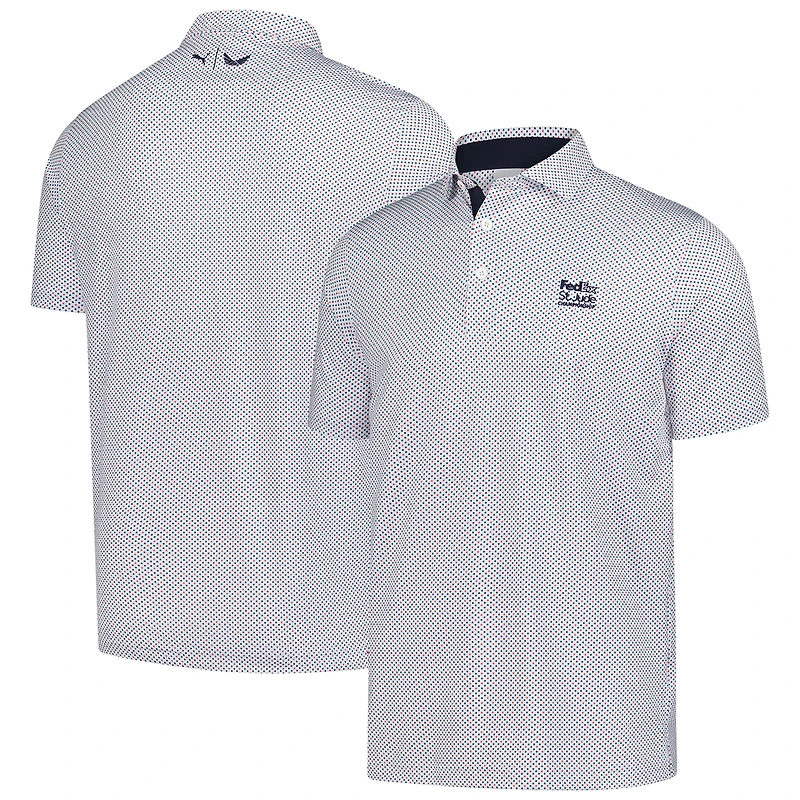 Men's Puma  White FedEx St. Jude Championship Volition Micro Star MATTR Polo