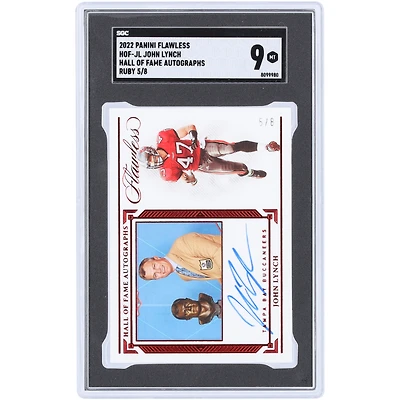 John Lynch Tampa Bay Buccaneers Autographed 2022 Panini Flawless Ruby Hall Of Fame Autographs #HOF-JL #/8 SGC Authenticated 9 Card