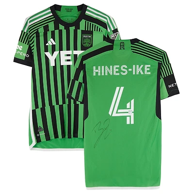 Brendan Hines-Ike Austin FC Autographed Match-Used #4 Green adidas Jersey from the 2024 MLS Season - Size M