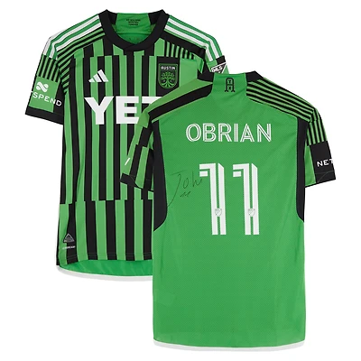 Jáder Obrian Austin FC Autographed Match-Used #11 Green adidas Jersey from the 2024 MLS Season - Size S