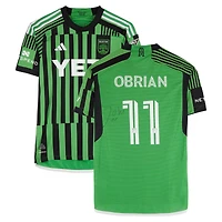 Jáder Obrian Austin FC Autographed Match-Used #11 Green adidas Jersey from the 2024 MLS Season - Size S