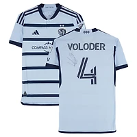 Robert Voloder Sporting Kansas City Autographed Match-Used #4 Blue adidas Jersey from the 2024 MLS Season - Size M